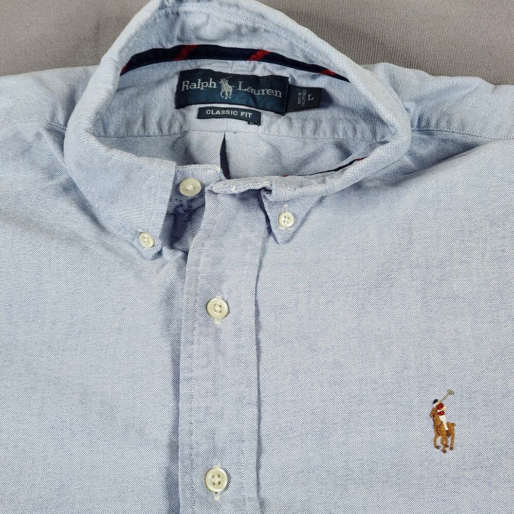 Ralph Lauren classic fit Men's button up oxford blue sz Large shirt pony preppy